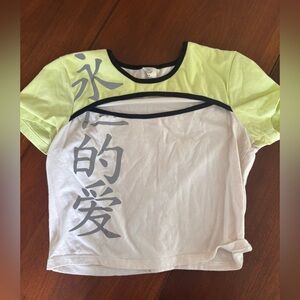 Urban Outfitters White and Green Crop Top